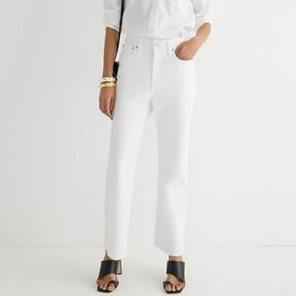 J.Crew Slim Demi-Boot Denim Jean High Rise Flared Hem In White Wash Size 26 - Picture 1 of 9